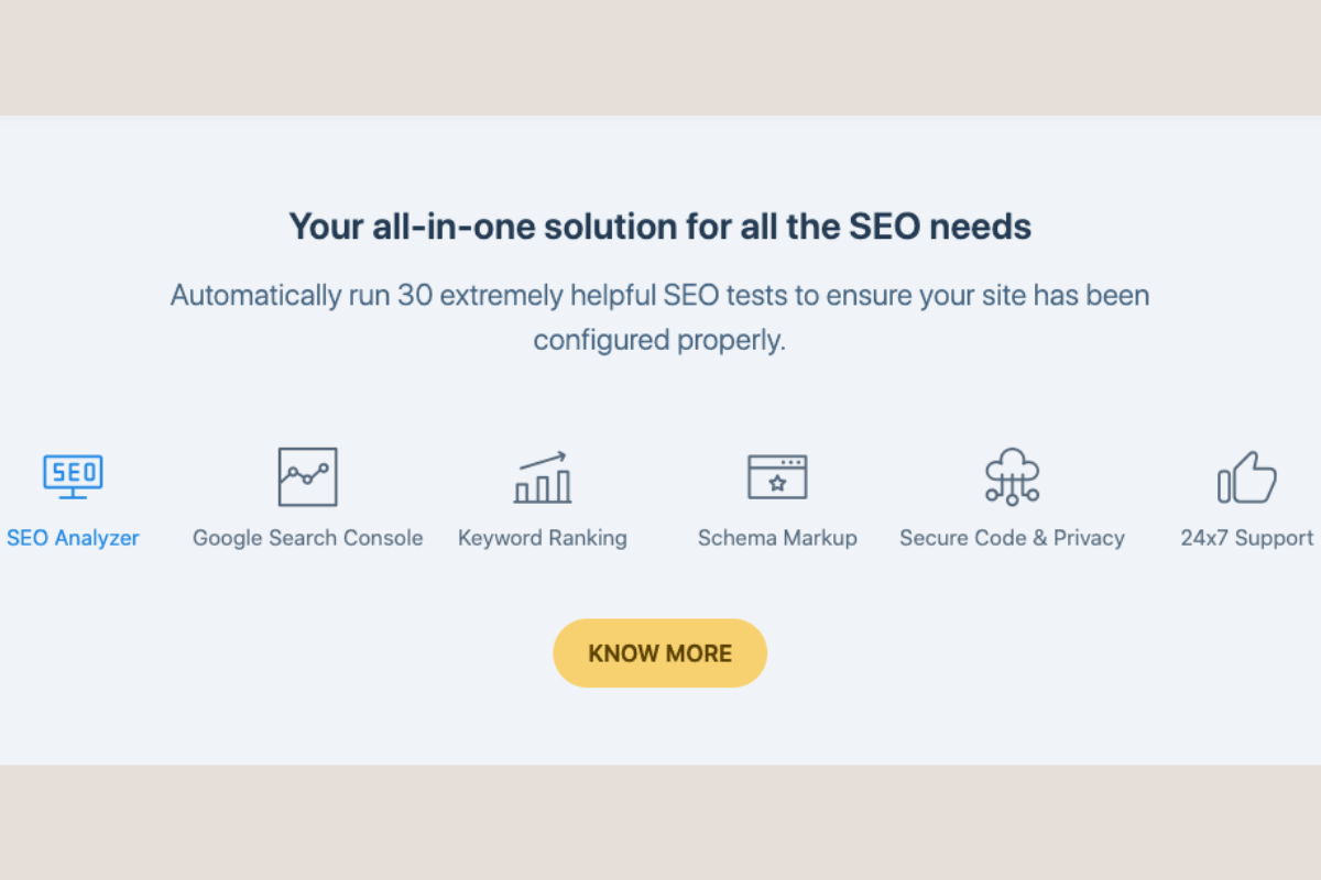 Rank Math SEO Review 2025: The Best Plugin I Use on Every Website Icons and features of Rank Math SEO plugin including SEO Analyzer, Google Search Console integration, Keyword Ranking, Schema Markup, Secure Code, and 24/7 Support.